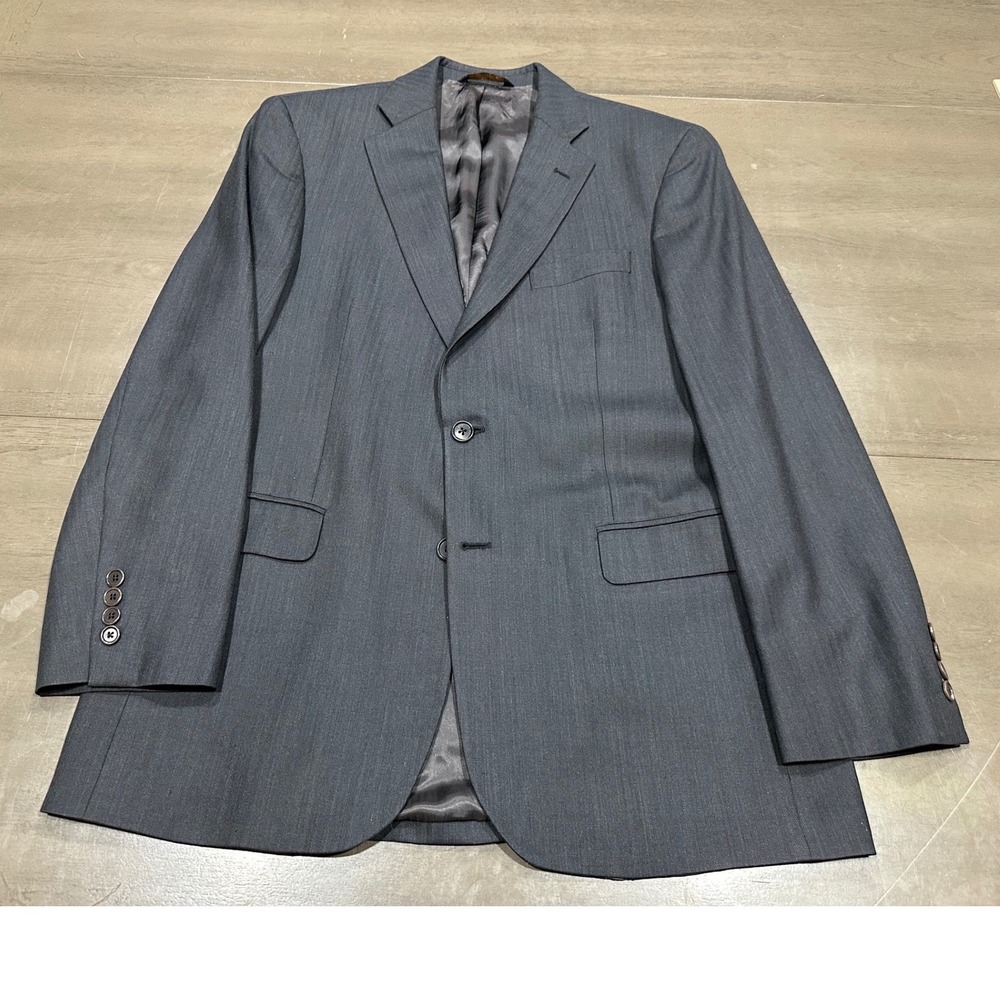 Brooks Brothers 346 Mens 41R Suit Jacket Charcoal‎ Grey Herringbone Stretch Wool